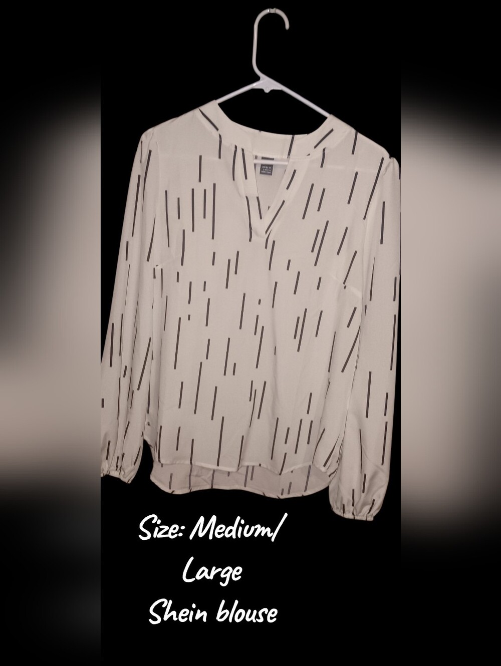 SHEIN White Blouse with Black Stripe Print